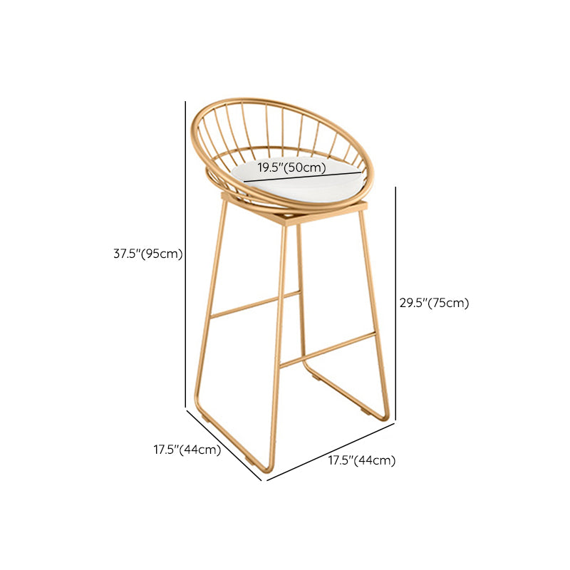 Glam Round Bar Stools Gold Metal Dining Stools with Footrest