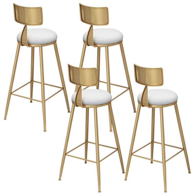 Gold Metal Dining Stools Glam Round Bar Stools with Footrest