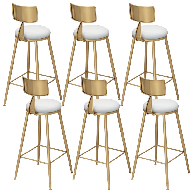 Gold Metal Dining Stools Glam Round Bar Stools with Footrest