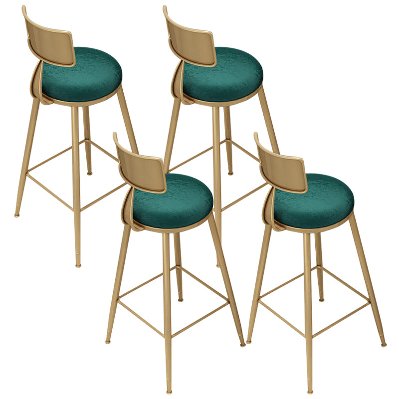 Gold Metal Dining Stools Glam Round Bar Stools with Footrest