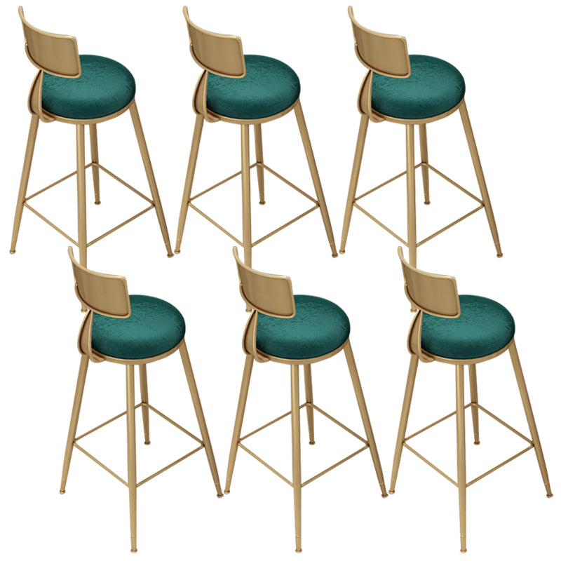 Gold Metal Dining Stools Glam Round Bar Stools with Footrest