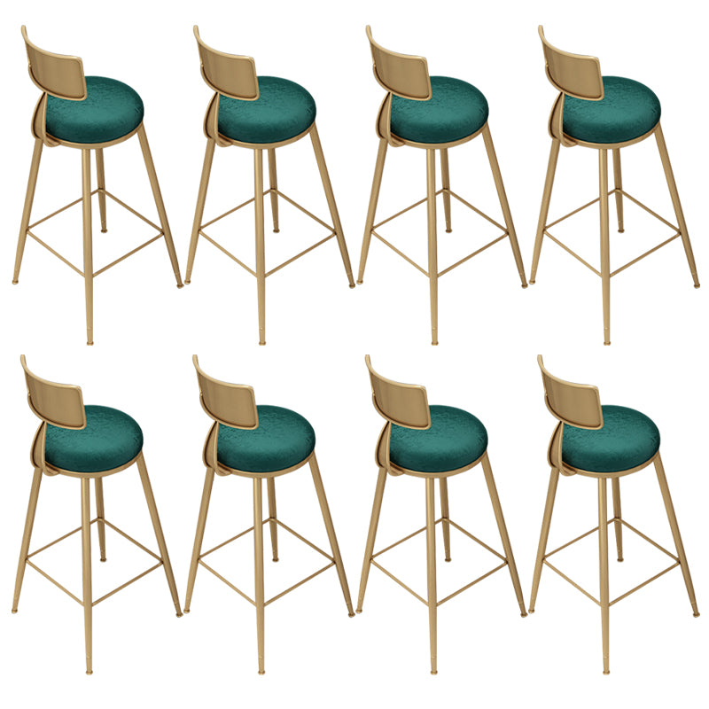 Gold Metal Dining Stools Glam Round Bar Stools with Footrest