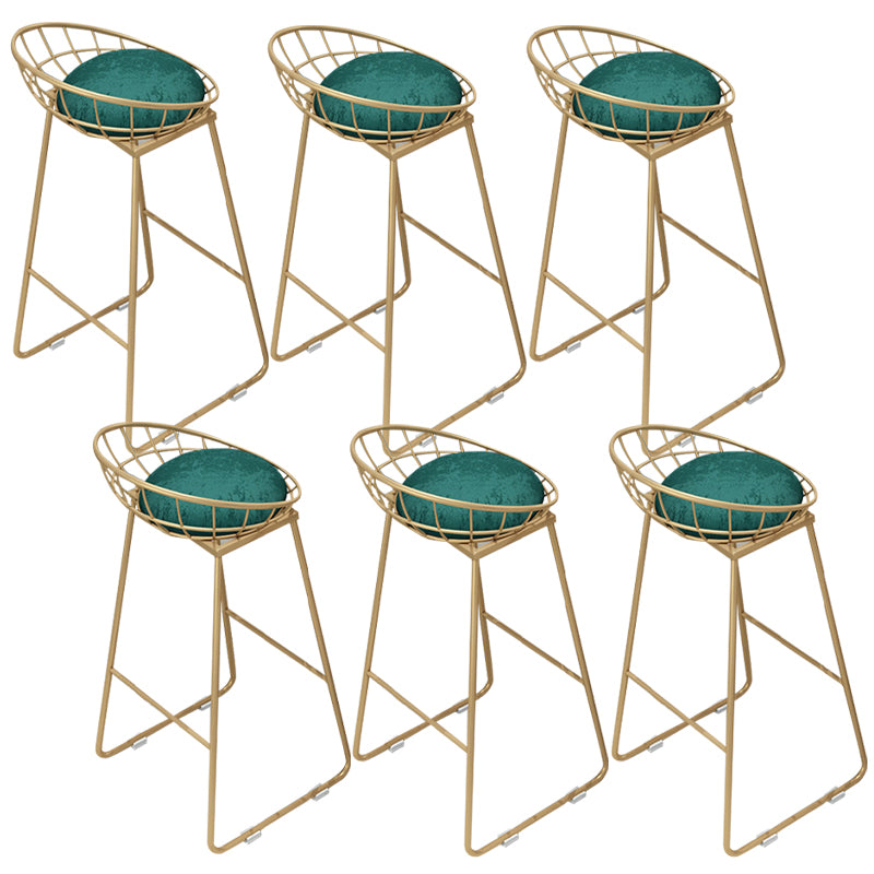 Gold Metal Dining Stools Glam Round Bar Stools with Footrest
