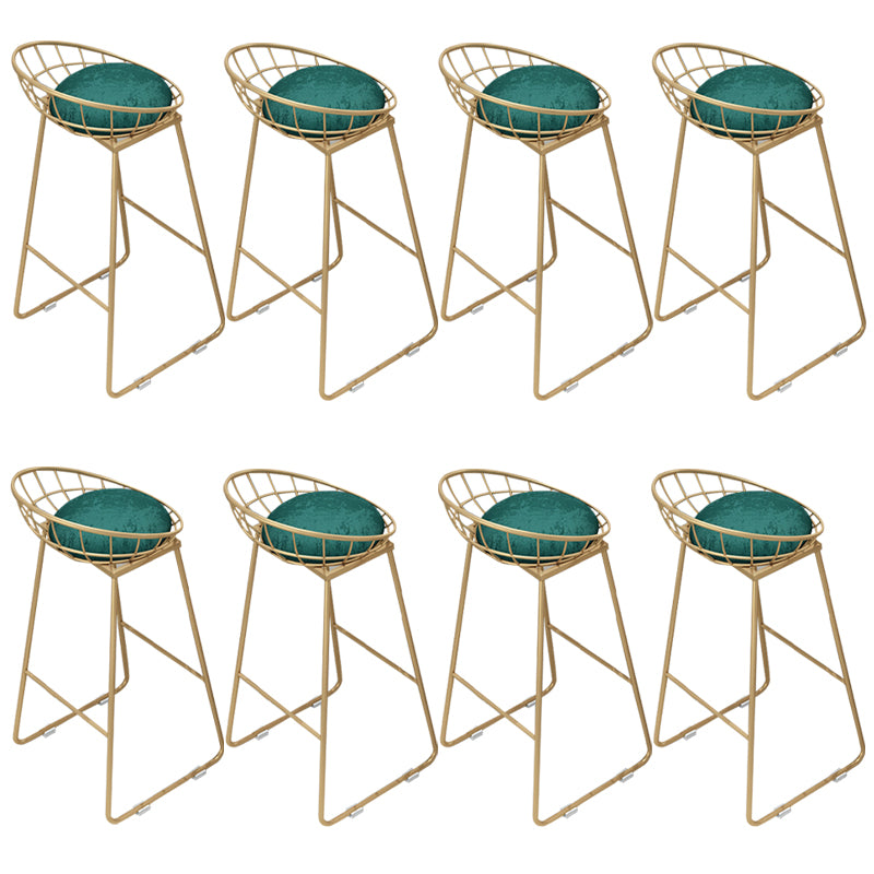 Gold Metal Dining Stools Glam Round Bar Stools with Footrest