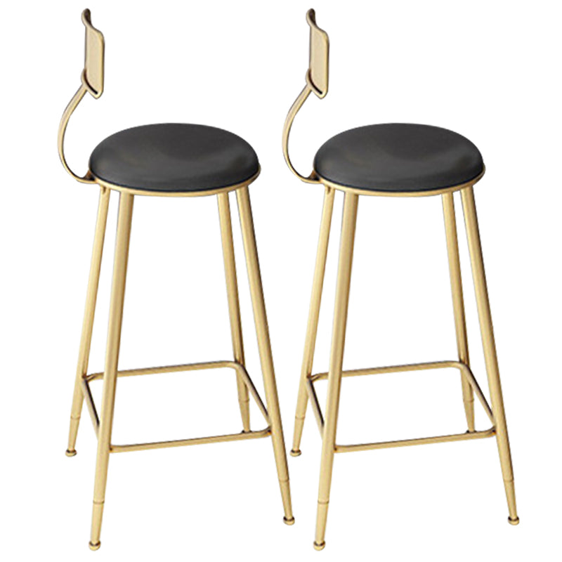 Contemporary Dining Stools Glam Metal Bar Stools with Footrest