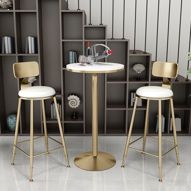 Contemporary Dining Stools Glam Metal Bar Stools with Footrest