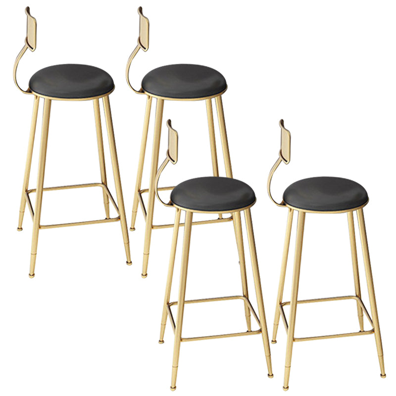 Contemporary Dining Stools Glam Metal Bar Stools with Footrest