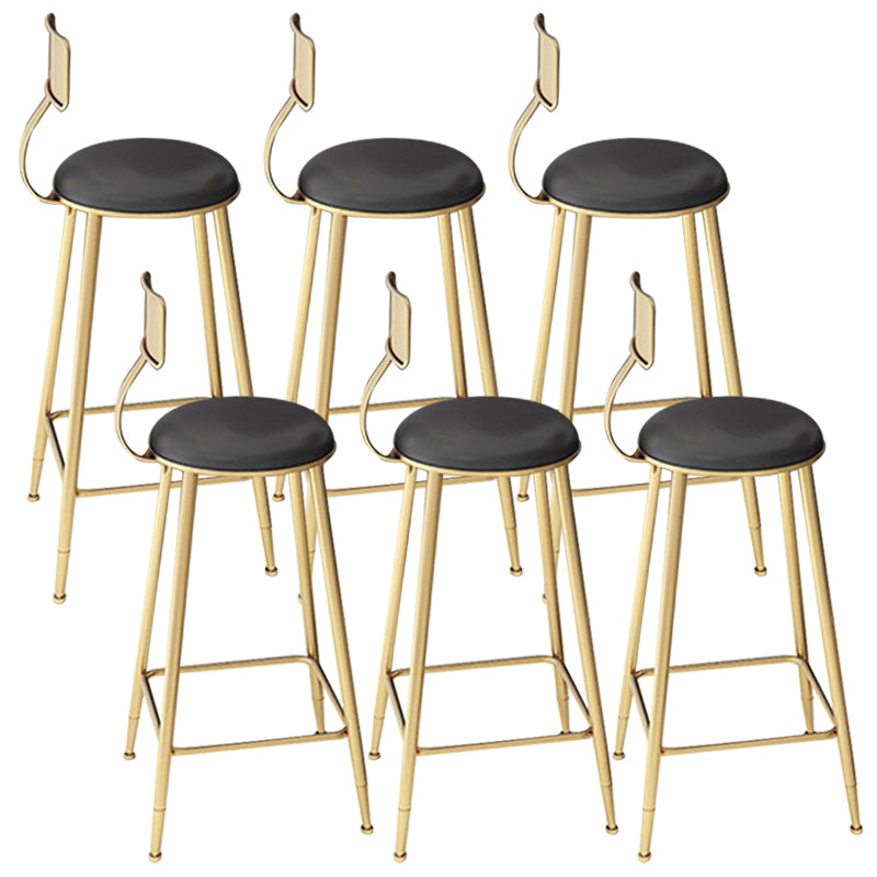 Contemporary Dining Stools Glam Metal Bar Stools with Footrest