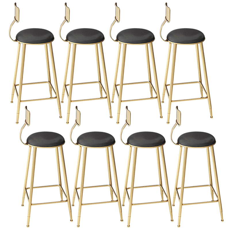 Contemporary Dining Stools Glam Metal Bar Stools with Footrest