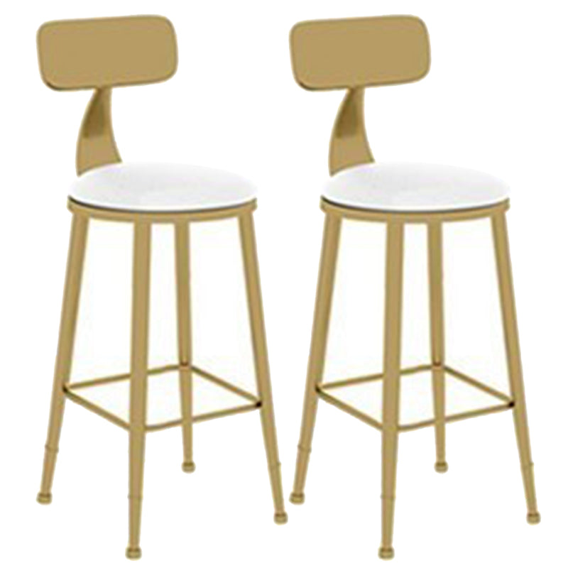 Contemporary Dining Stools Glam Metal Bar Stools with Footrest