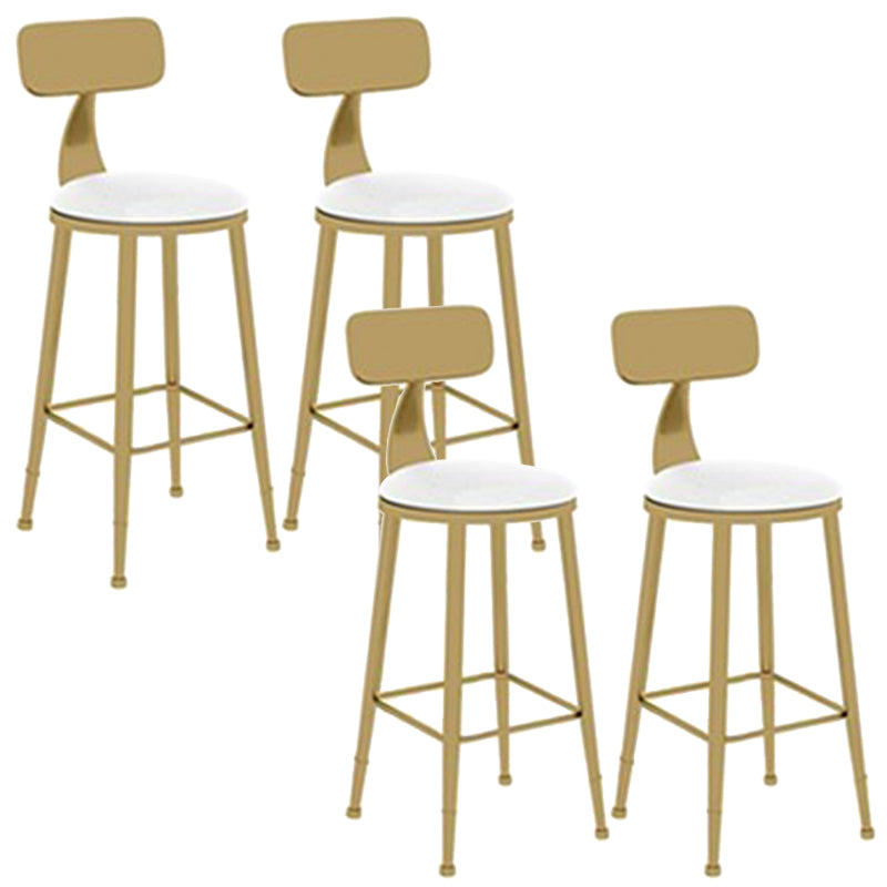 Contemporary Dining Stools Glam Metal Bar Stools with Footrest