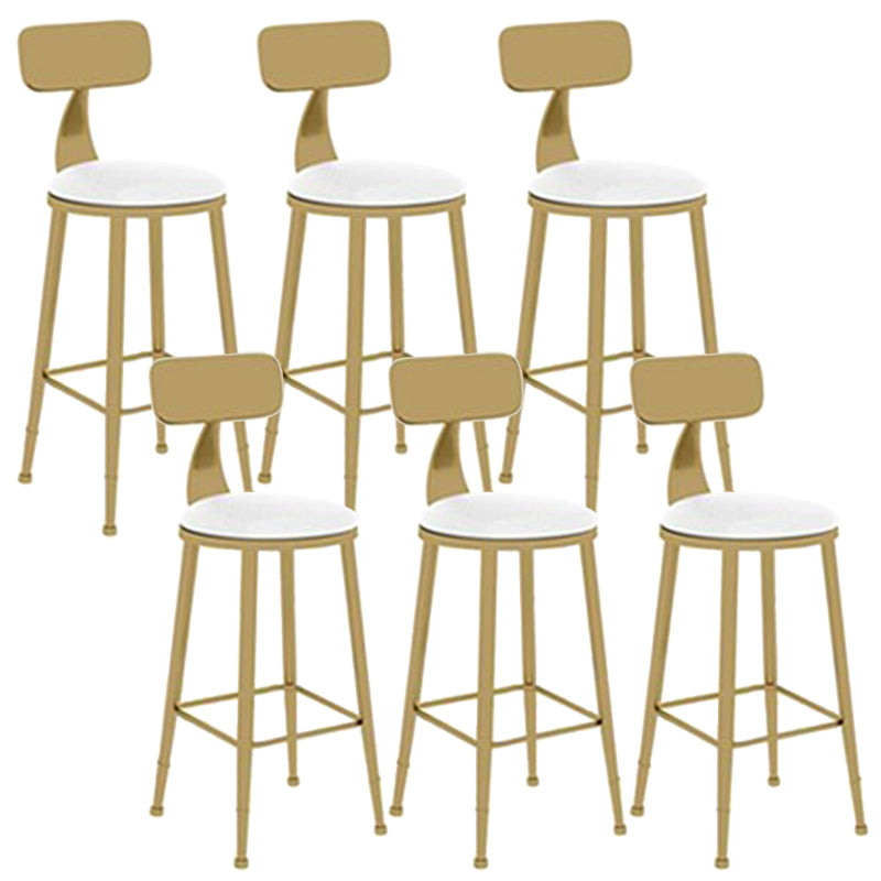 Contemporary Dining Stools Glam Metal Bar Stools with Footrest