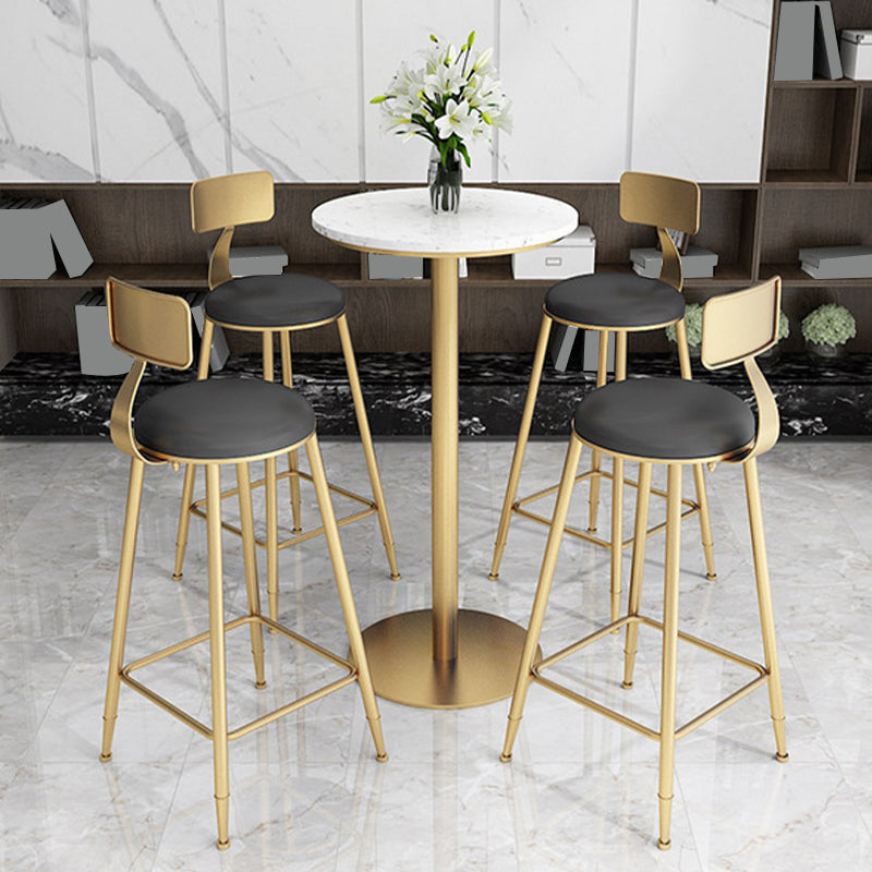 Contemporary Dining Stools Glam Metal Bar Stools with Footrest