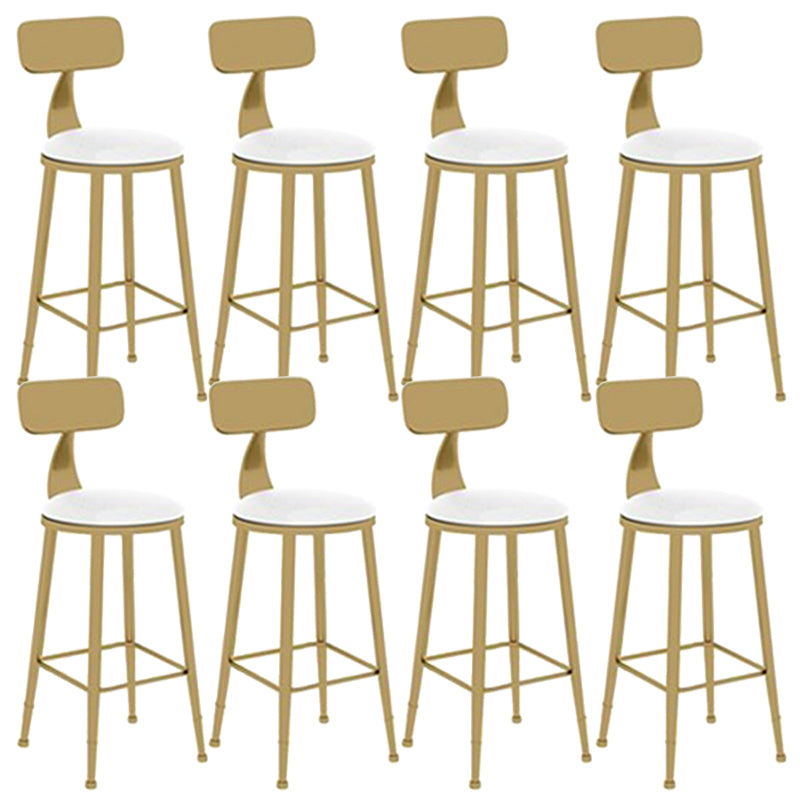 Contemporary Dining Stools Glam Metal Bar Stools with Footrest