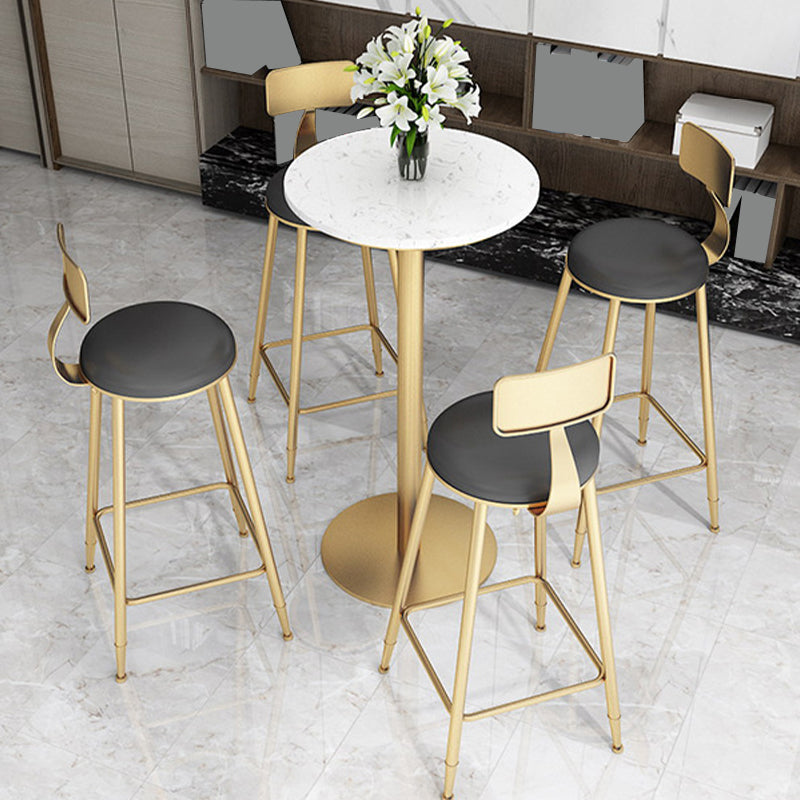 Contemporary Dining Stools Glam Metal Bar Stools with Footrest