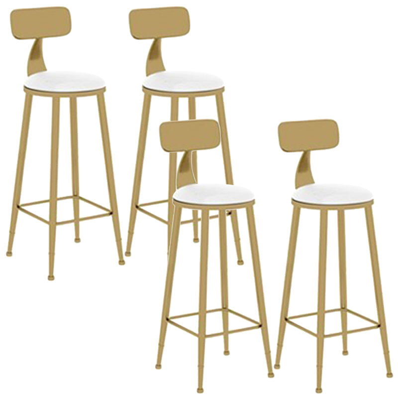Contemporary Dining Stools Glam Metal Bar Stools with Footrest
