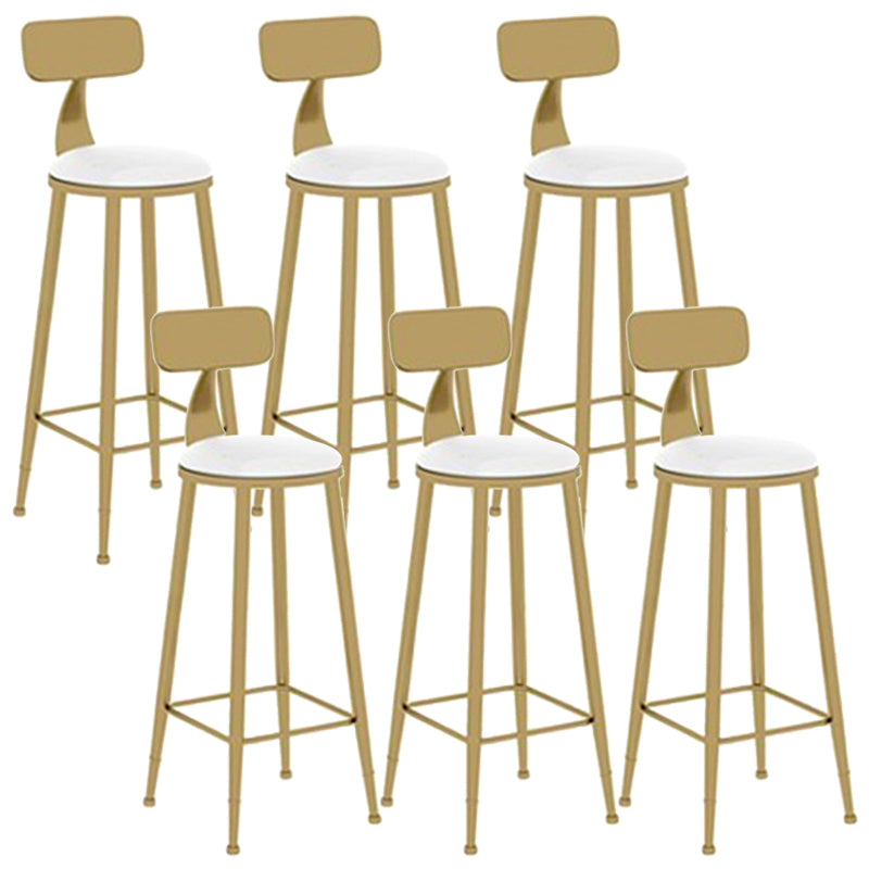 Contemporary Dining Stools Glam Metal Bar Stools with Footrest