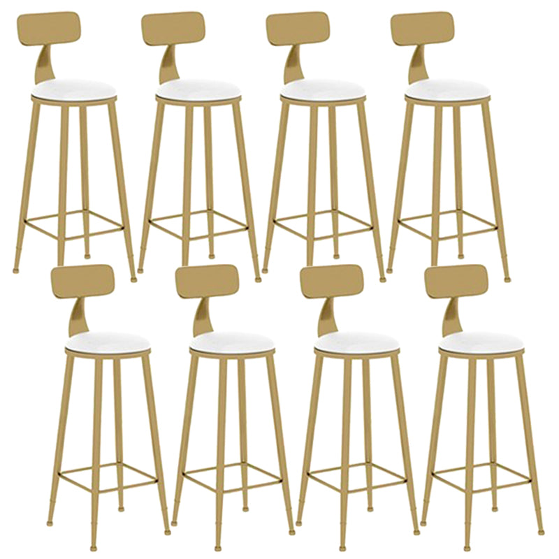Contemporary Dining Stools Glam Metal Bar Stools with Footrest