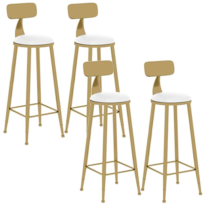 Contemporary Dining Stools Glam Metal Bar Stools with Footrest