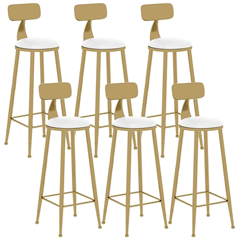 Contemporary Dining Stools Glam Metal Bar Stools with Footrest