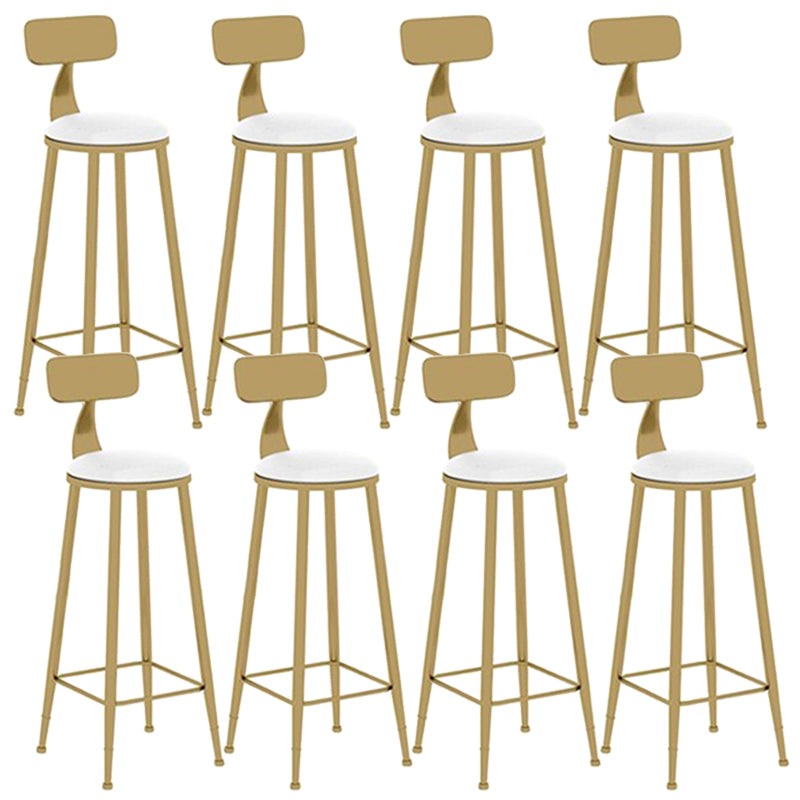 Contemporary Dining Stools Glam Metal Bar Stools with Footrest