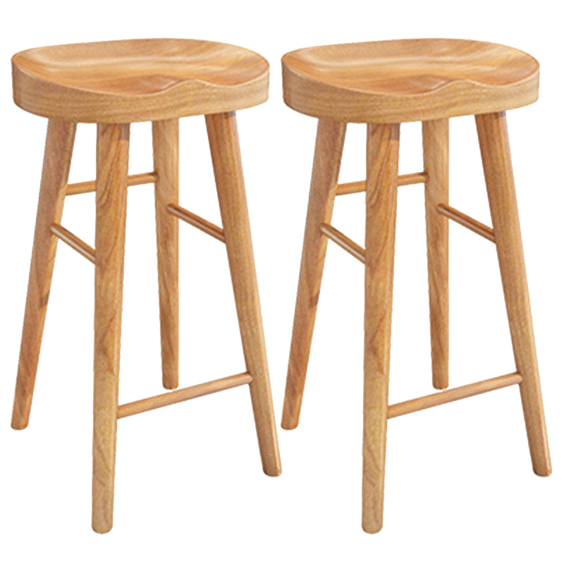 Solid Wood Dining Stool Contemporary Bar Stools with Footrest