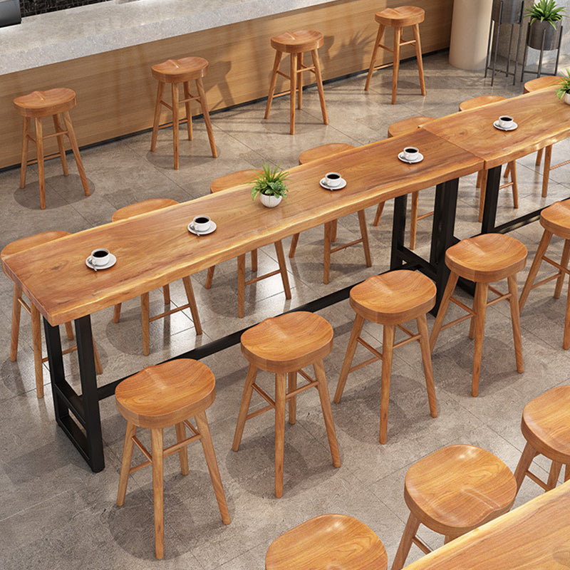 Solid Wood Dining Stool Contemporary Bar Stools with Footrest