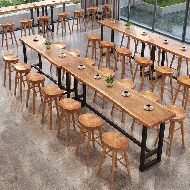 Solid Wood Dining Stool Contemporary Bar Stools with Footrest