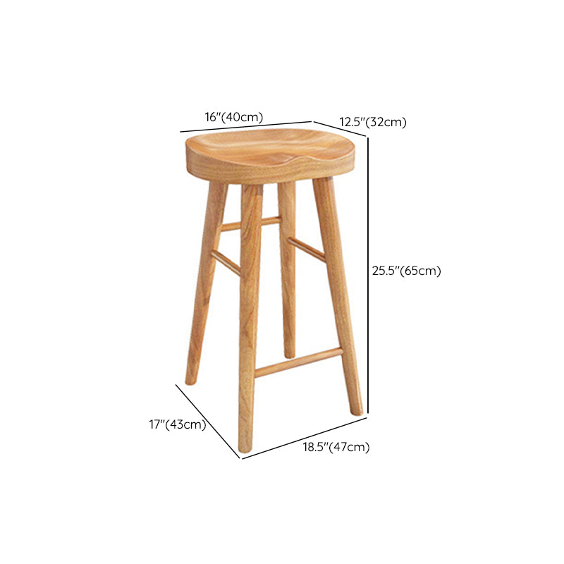 Solid Wood Dining Stool Contemporary Bar Stools with Footrest
