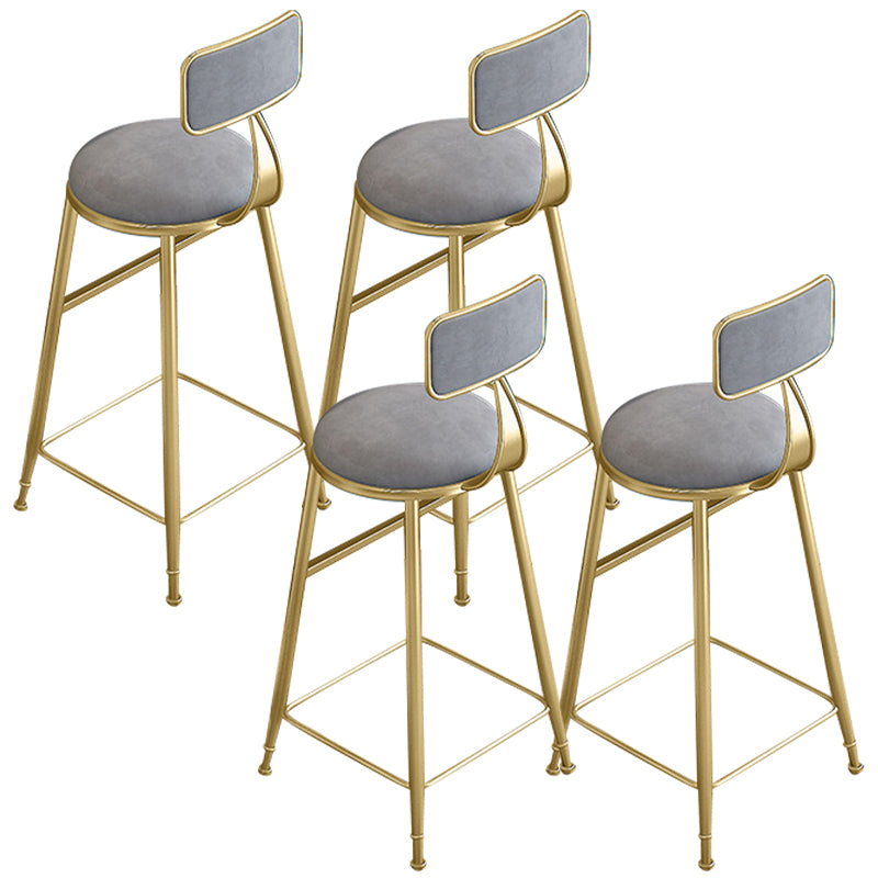 Glam Round Bar Stools Armless Backrest Dining Stools with Cushion
