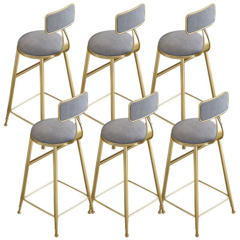 Glam Round Bar Stools Armless Backrest Dining Stools with Cushion
