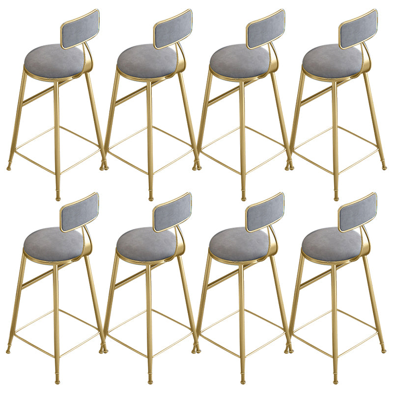Glam Round Bar Stools Armless Backrest Dining Stools with Cushion