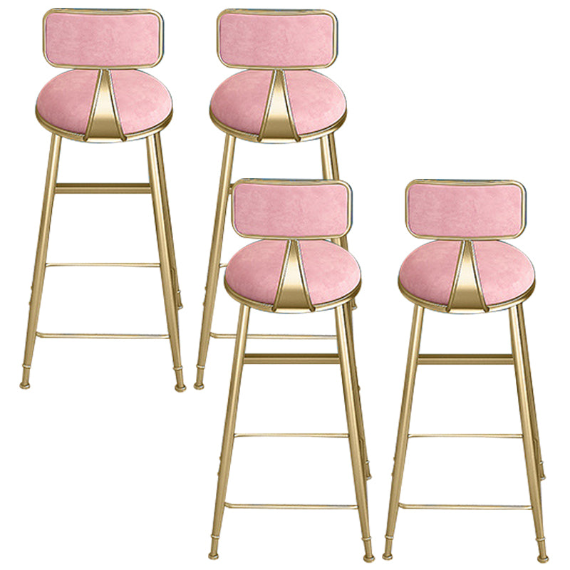 Glam Round Bar Stools Armless Backrest Dining Stools with Cushion