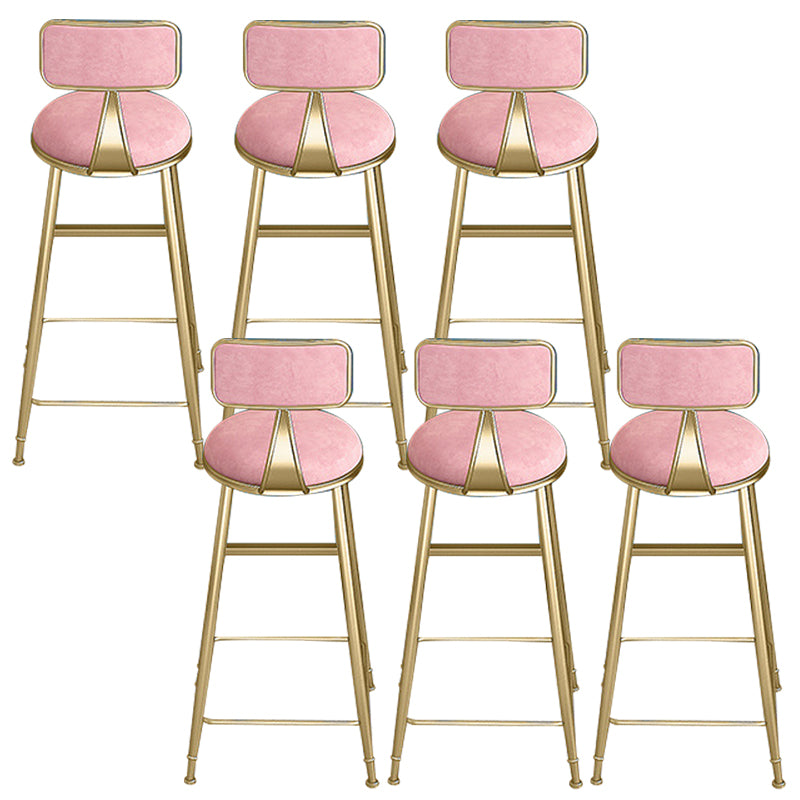 Glam Round Bar Stools Armless Backrest Dining Stools with Cushion