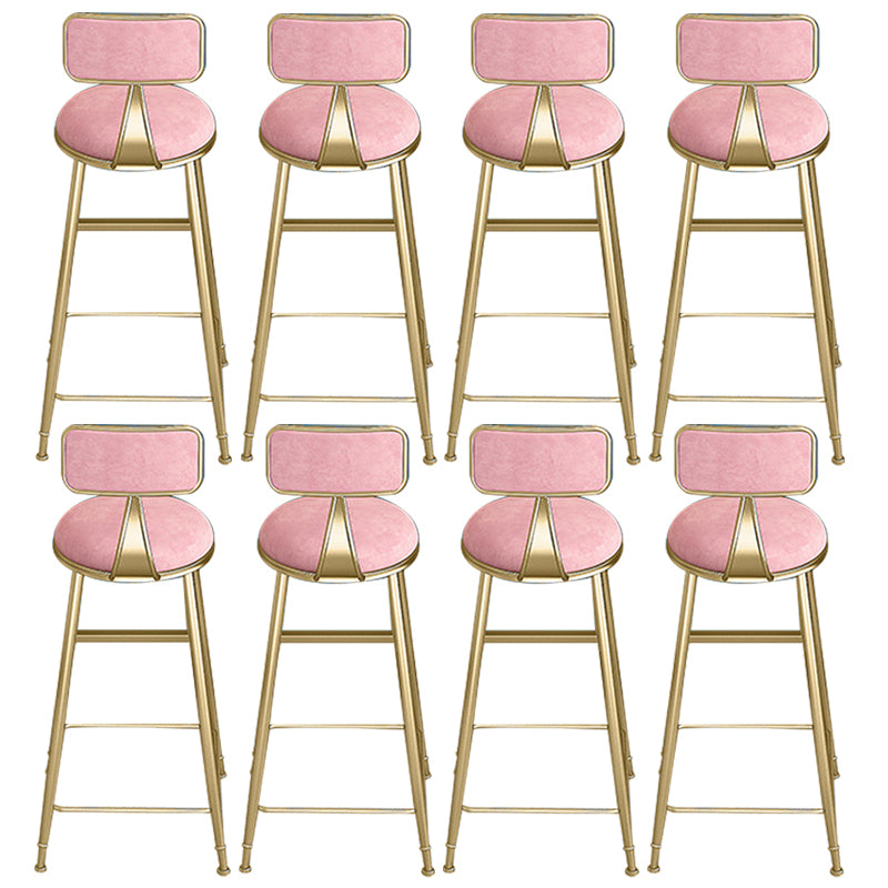 Glam Round Bar Stools Armless Backrest Dining Stools with Cushion