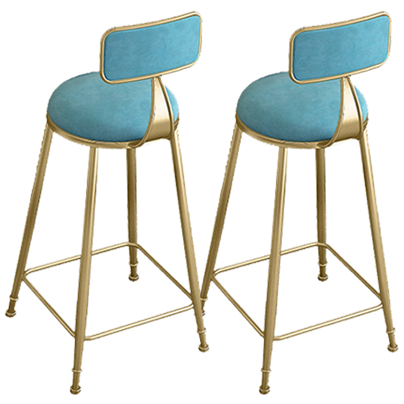 Glam Round Bar Stools Armless Backrest Dining Stools with Cushion