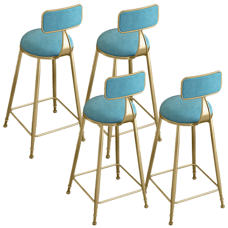 Glam Round Bar Stools Armless Backrest Dining Stools with Cushion