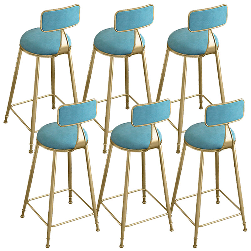 Glam Round Bar Stools Armless Backrest Dining Stools with Cushion