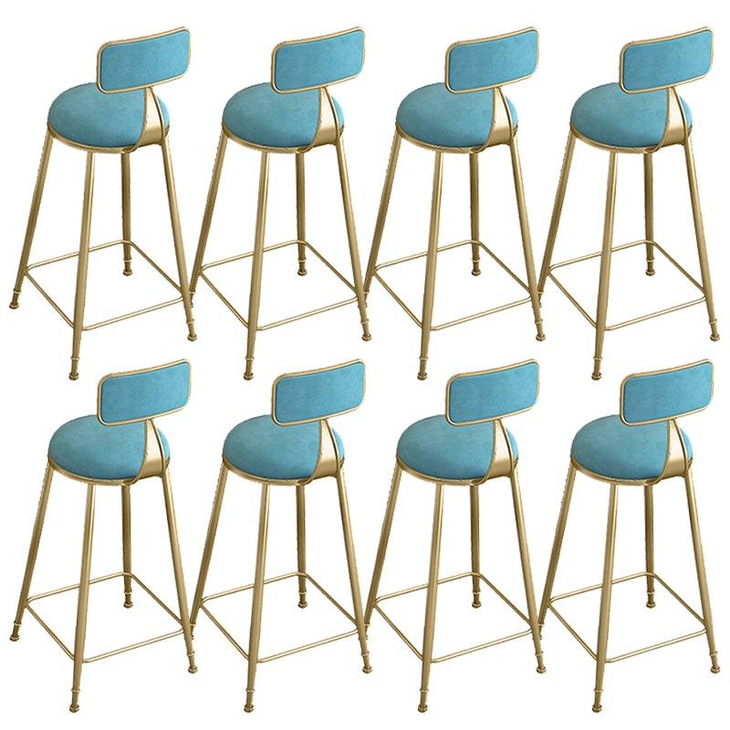 Glam Round Bar Stools Armless Backrest Dining Stools with Cushion