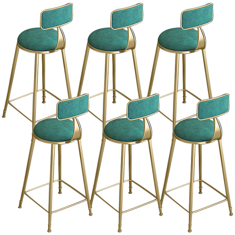 Glam Round Bar Stools Armless Backrest Dining Stools with Cushion