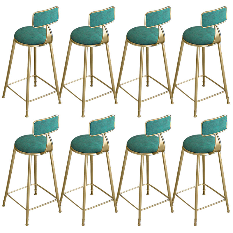 Glam Round Bar Stools Armless Backrest Dining Stools with Cushion