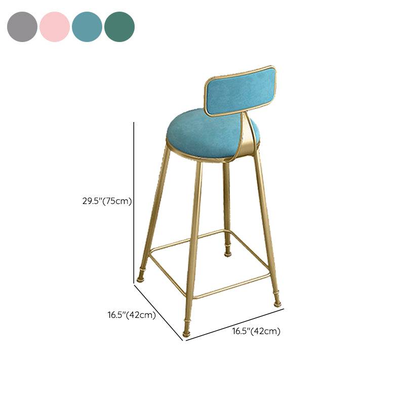 Glam Round Bar Stools Armless Backrest Dining Stools with Cushion