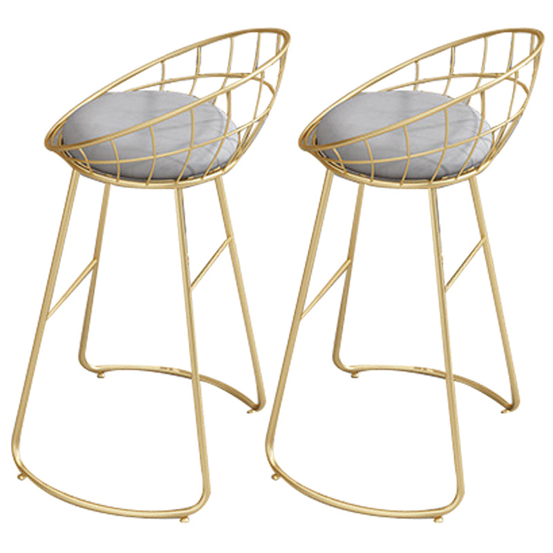 Glam Backrest Dining Stools Round Armless Bar Stools with Cushion