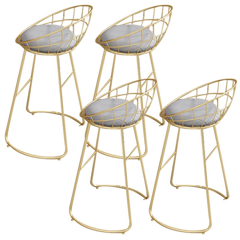 Glam Backrest Dining Stools Round Armless Bar Stools with Cushion