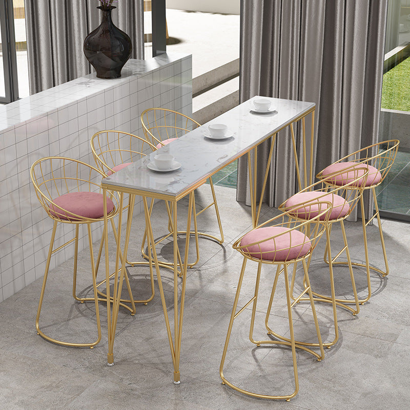 Glam Backrest Dining Stools Round Armless Bar Stools with Cushion