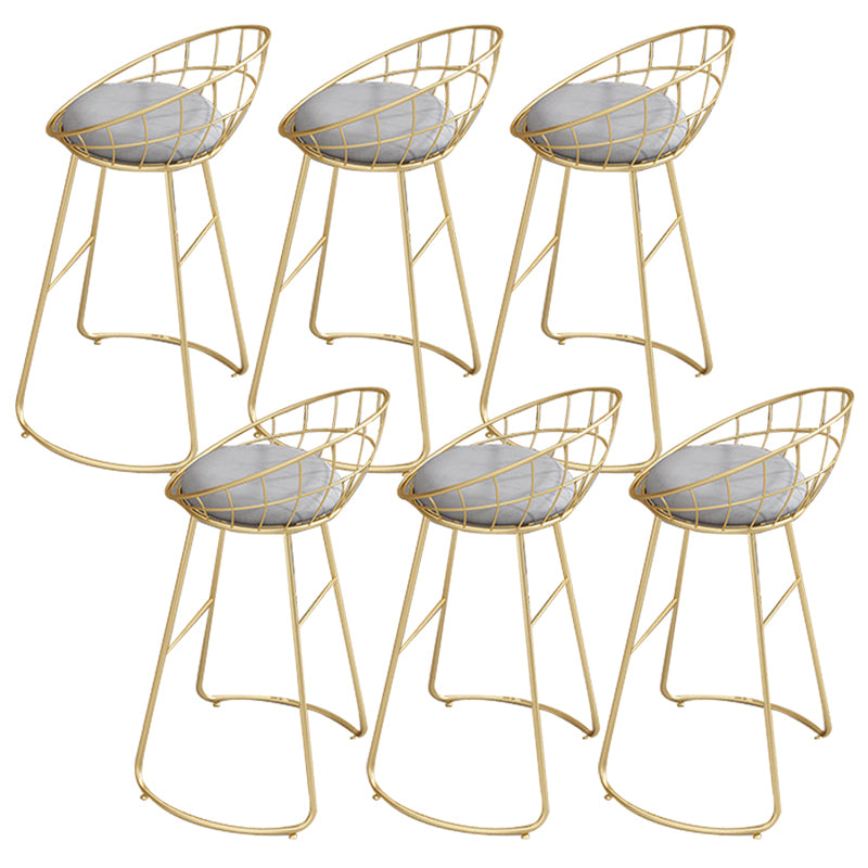 Glam Backrest Dining Stools Round Armless Bar Stools with Cushion