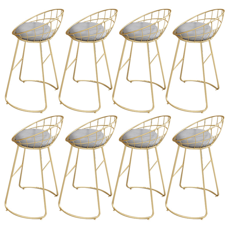 Glam Backrest Dining Stools Round Armless Bar Stools with Cushion