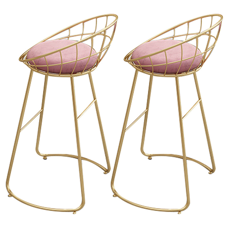 Glam Backrest Dining Stools Round Armless Bar Stools with Cushion