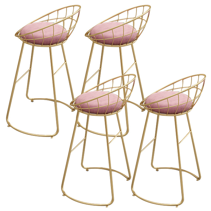 Glam Backrest Dining Stools Round Armless Bar Stools with Cushion