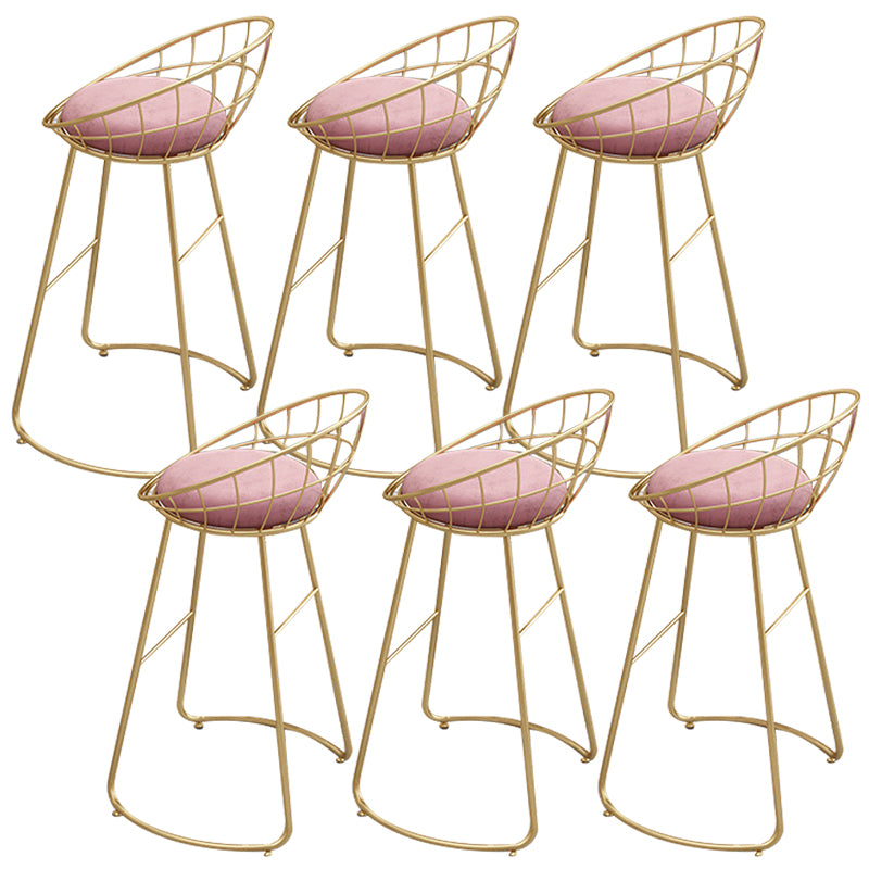 Glam Backrest Dining Stools Round Armless Bar Stools with Cushion